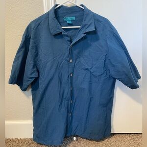 Paradise Blue Hawaiian 100% Silk Men’s Button Up Blue Shirt size XL